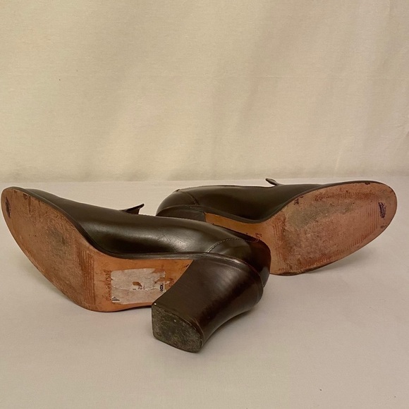 KENNETH COLE Leather Brazil Chunky Block Heel Pumps Shoes Brown Academia Sz  6.5 - Picture 11 of 12